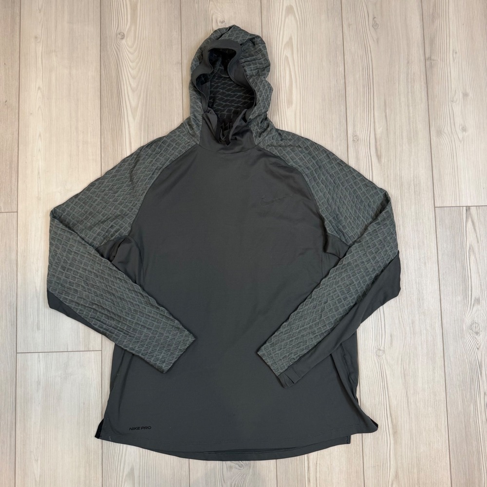 Nike Pro AeroAdapt Men's Training Hoodie Iron Grey Black BV5663 XL